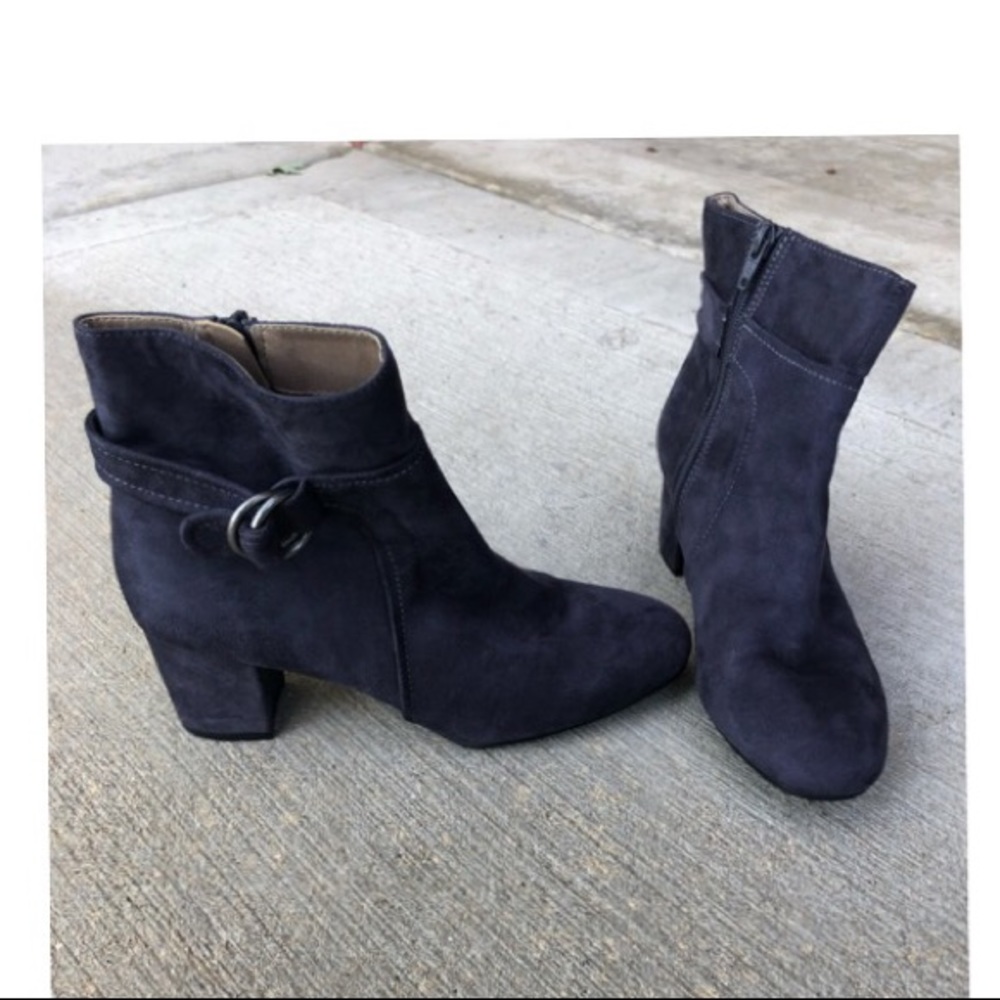 Blue Suede Ankle Boots